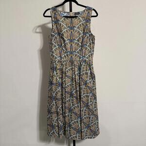 Retrolicious Vintage Inspired Retro Art Deco Print Sleeveless Cotton Dress LRG
